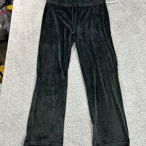 Juicy Couture Black Velour Lounge Pants Rhinestone Logo Sleepwear Womens Large